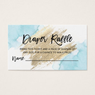 DIAPER RAFFLE Ticket Watercolor Blue Baby Dusche