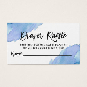 DIAPER RAFFLE Ticket Watercolor Blue Baby Dusche