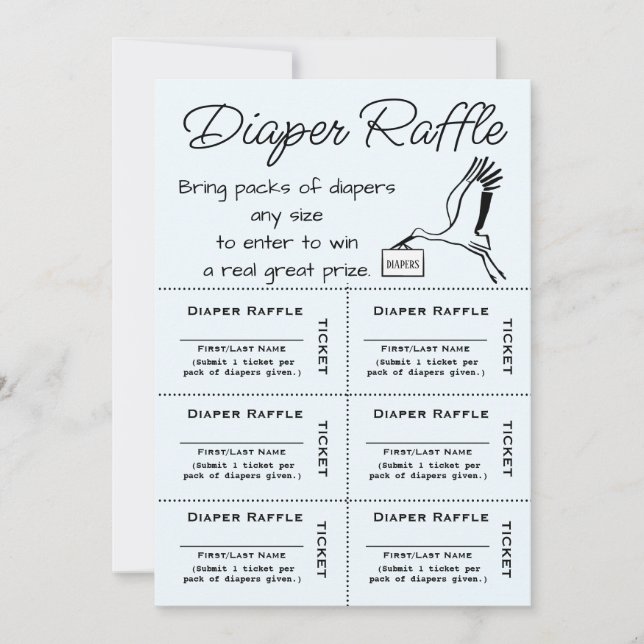 Diaper Raffle Tickets Blue Einladung (Vorderseite)
