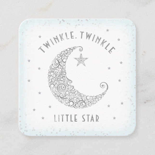 Diaper Raffle Twinkle Little Star Baby Dusche Blau Begleitkarte (Vorderseite)