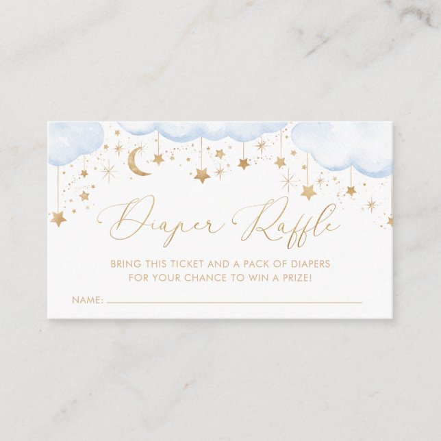 Diaper Raffle Twinkle Star Baby Dusche Blau Begleitkarte (Vorderseite)