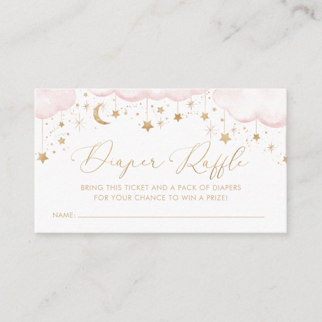 Diaper Raffle Twinkle Star Baby Dusche Pink Begleitkarte (Vorderseite)