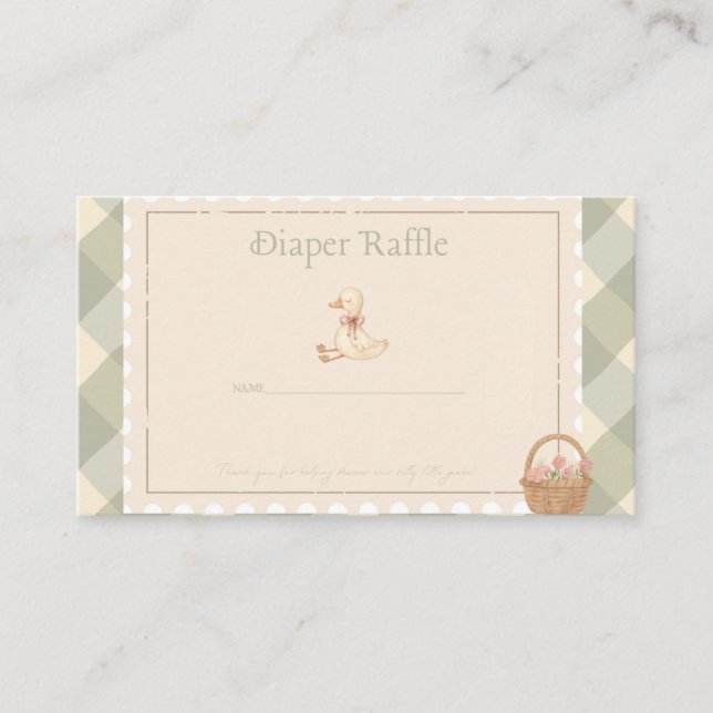 Diaper Raffle  Visitenkarte (Vorderseite)
