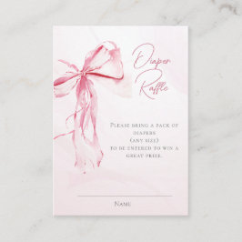 Diaper Raffle Watercolor Pink Bow Girl Baby Dusche Begleitkarte