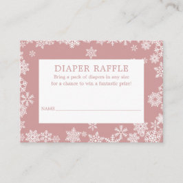 Diaper Raffle Winter Baby Shower Dusty Rose Pink  Begleitkarte