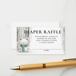 Diaper Raffle Winter Snow Woodlands Baby Shower Begleitkarte