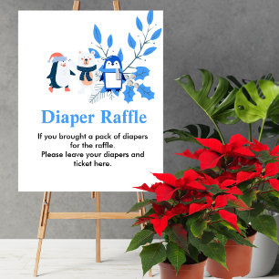Diaper Raffle Winter Wunderland Pinguin Eisbär Poster