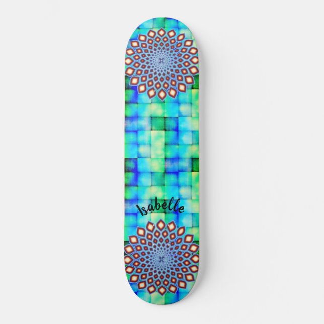 Diaphanous Swag Elegant Mandala Style Skateboard (Vorderseite)