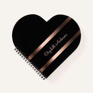 Diary black Rose gold name script girl Notizbuch