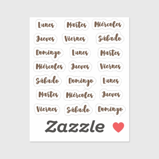 Dias de la semana winzige Latte Aufkleber (Blatt)