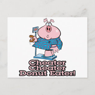Diät Cheater donut essen Schweinefleisch Cartoon Postkarte