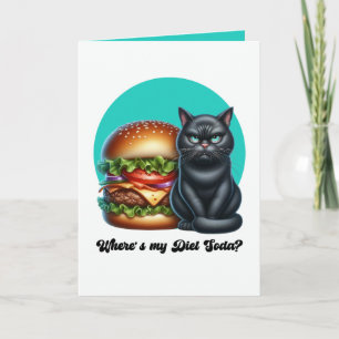 Diät-Limonade Lustige schwarze Katze Burger Humor Karte