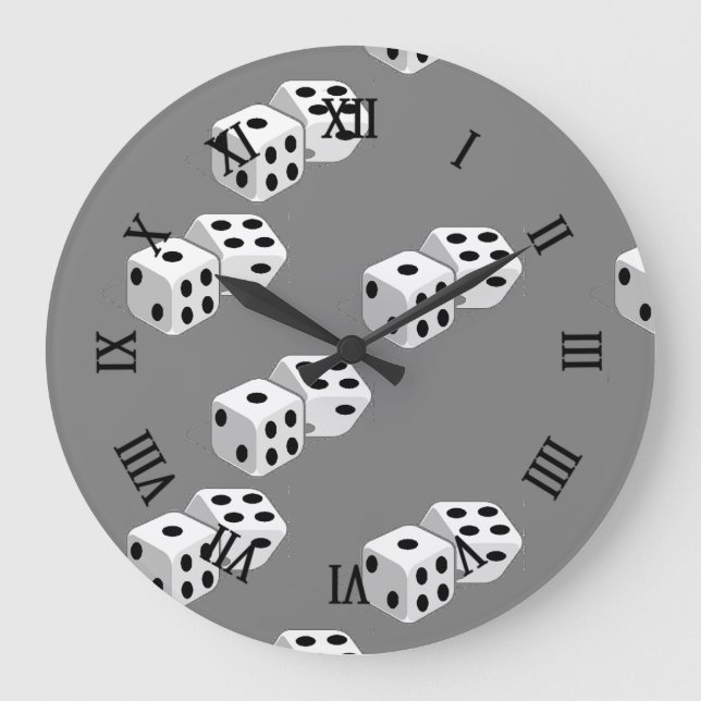 Diäten auf grauem Muster Große Wanduhr (Vorderseite)
