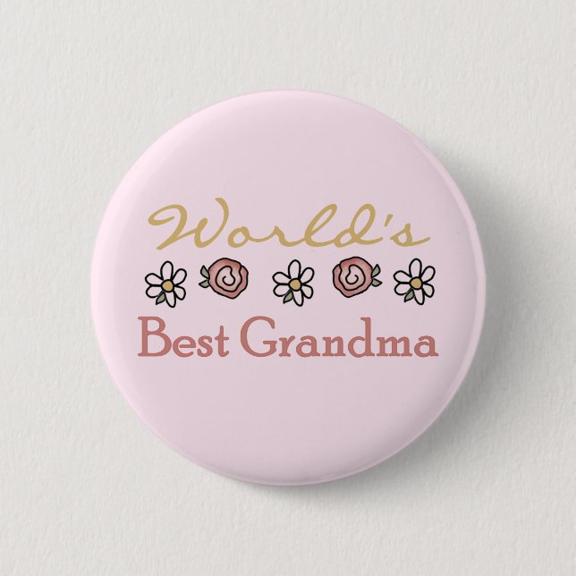 Diäten und Rose Weltbestes Grandma Button (Vorderseite)