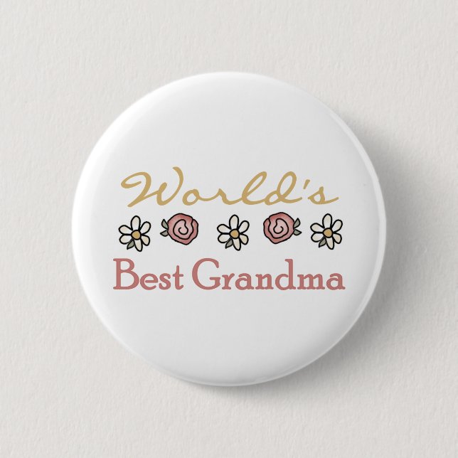 Diäten und Rose Weltbestes Grandma Button (Vorderseite)
