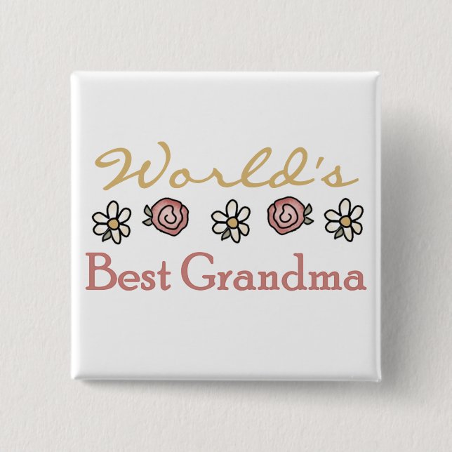 Diäten und Rose Weltbestes Grandma Button (Vorderseite)