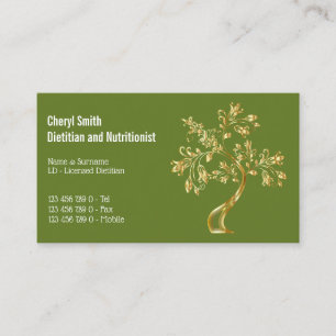 Diätistischer goldgrüner Baum des Lebens elegant Visitenkarte