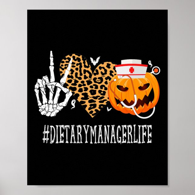 Diätmanager Peace Liebe Pumpkin Funny Halloween Poster (Vorne)