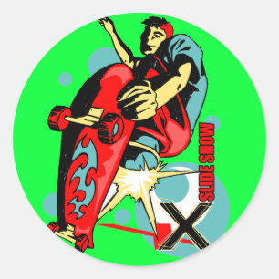 Diavorführung des Skateboards X Runder Aufkleber