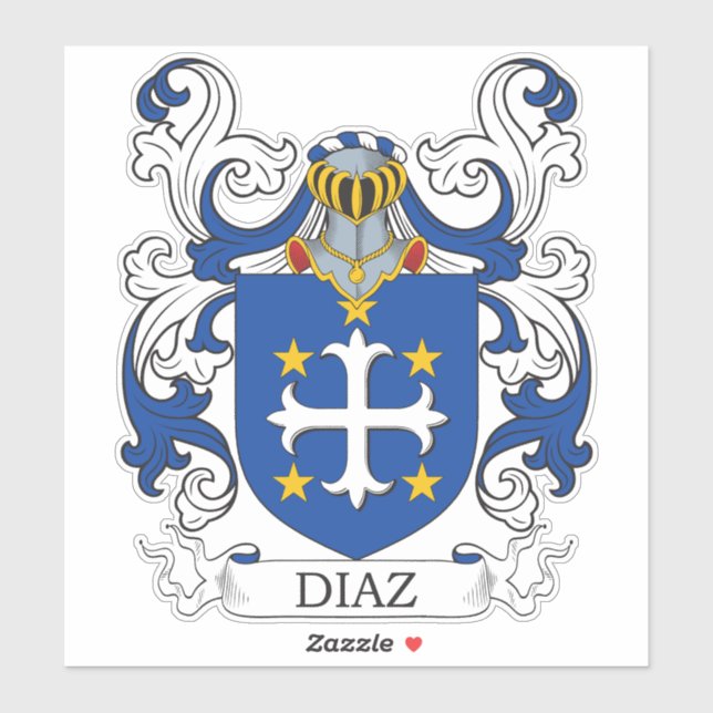 Diaz Familienwappen Aufkleber (Blatt)