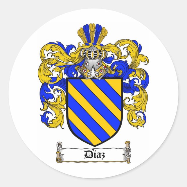 DIAZ-FAMILIENWAPPEN - DIAZ-WappenCOAT Runder Aufkleber (Vorderseite)