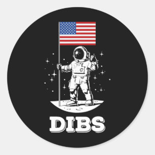 Dibs American Flag Astronaut Space 4. Juli Ame Runder Aufkleber