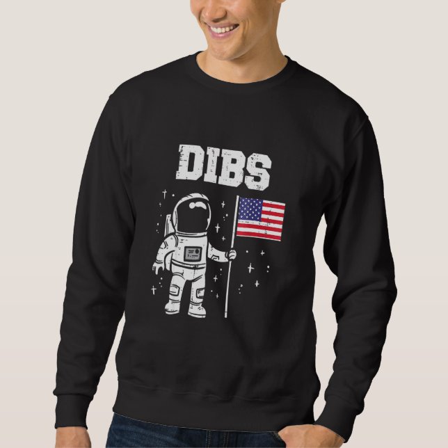 Dibs Moon Astronaut US American Flag Fan 4. Ju Sweatshirt (Vorderseite)