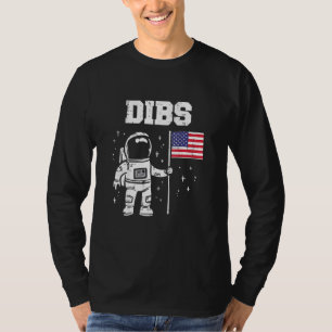 Dibs Moon Astronaut US American Flag Fan 4. Ju T-Shirt