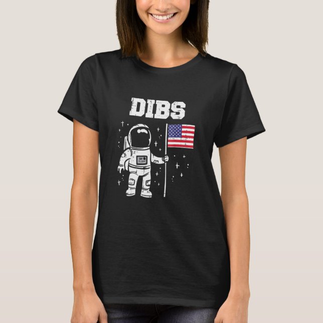 Dibs Moon Astronaut US American Flag Fan 4. Ju T-Shirt (Vorderseite)