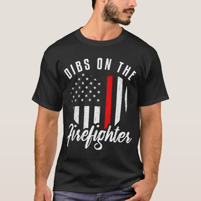 Dibs on Firefighter Ehefrau Girlfriend Thin Red T-Shirt (Vorderseite)