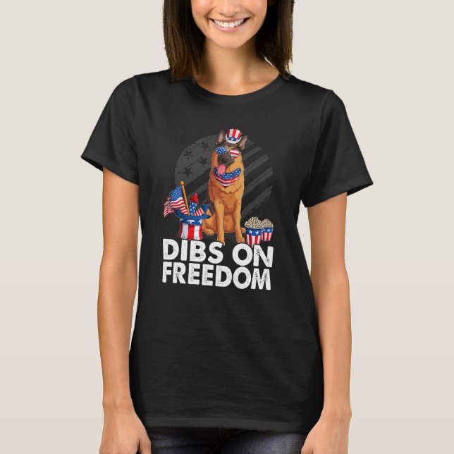 Dibs on Freedom German shepherd 4th of July US Fla T-Shirt (Vorderseite)