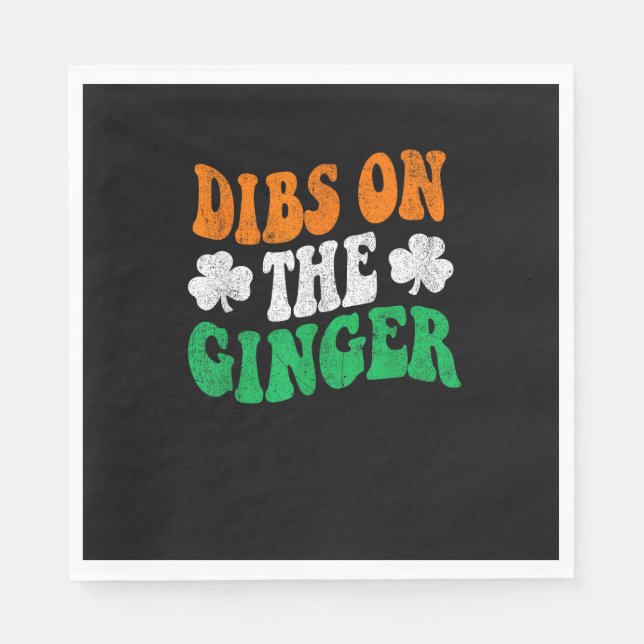 Dibs on Ginger Retro Irish Flag Funny St Patri Serviette (Vorderseite)