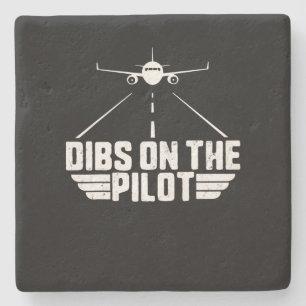 Dibs on Pilot Aviation Aircraft Flugzeug Girlfrien Steinuntersetzer