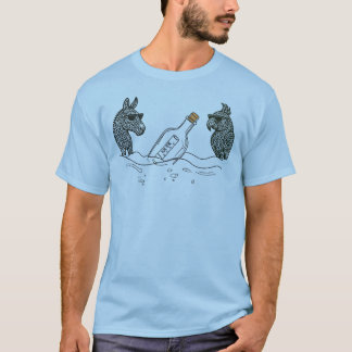 Dibs & Parrot with a spirits bottle T-Shirt