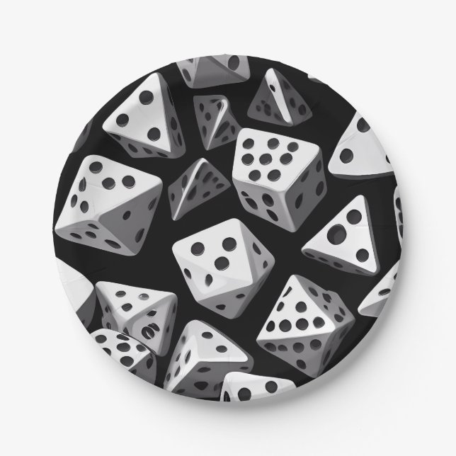 Dice Delight: Eine geometrische Kaskade Pappteller (Vorderseite)