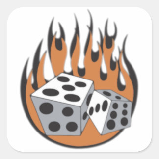 Dice Flames Quadratischer Aufkleber