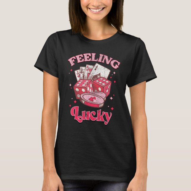 Dice Hearts Feeling Lucky Retro Groovy Valentines  T-Shirt (Vorderseite)