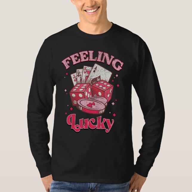 Dice Hearts Feeling Lucky Retro Groovy Valentines  T-Shirt (Vorderseite)