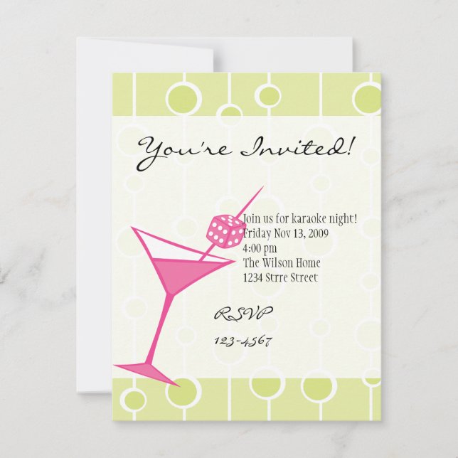 Dice Martini One Einladung (Vorderseite)