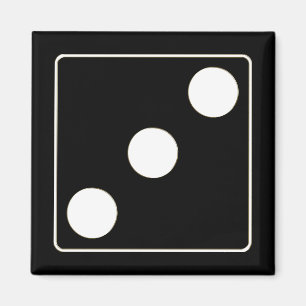 DICE Nummer der Pips weiß 3 + Ihr Backgr. Magnet