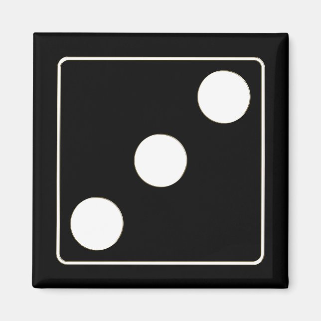 DICE Nummer der Pips weiß 3 + Ihr Backgr. Magnet (Vorne)