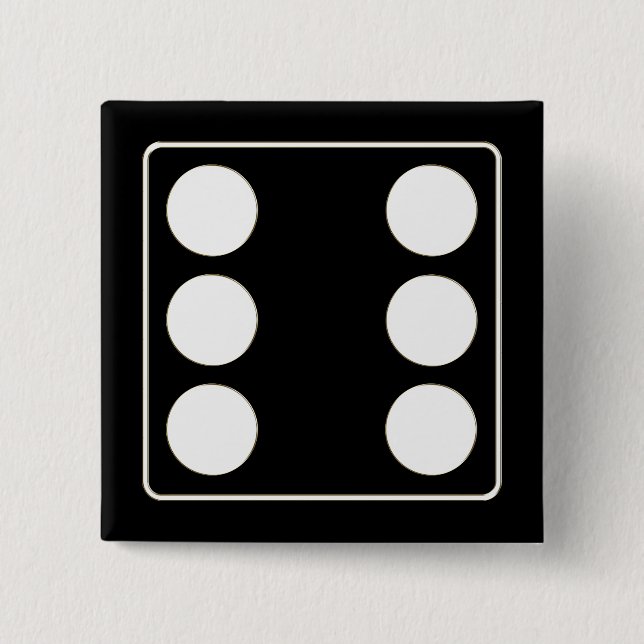 DICE Nummer der Pips weiß 6 + Ihr Backgr. Button (Vorderseite)