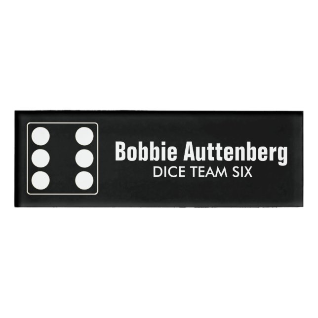 DICE Nummer der Pips weiß 6 + Ihr Backgr. Idee Namenschild (Vorderseite)