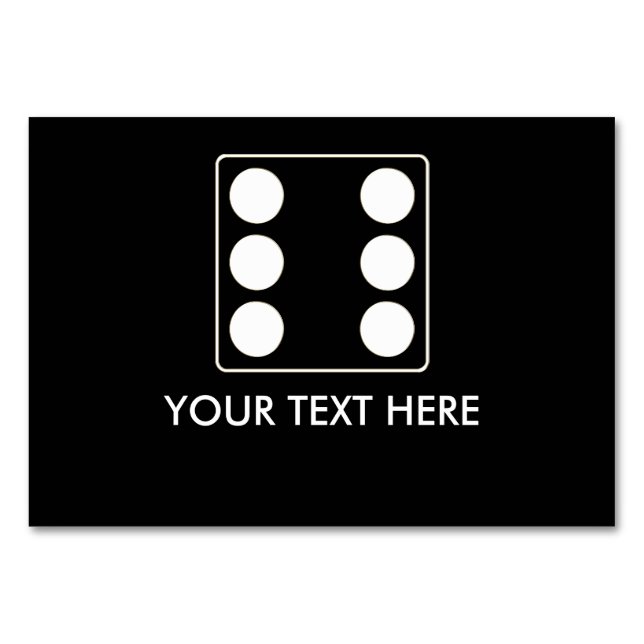 DICE-Nummer der Pips weiß 6 + Ihr Text Tischnummer (Vorderseite)