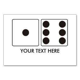 DICE-Nummern der Pips 1 + 6 + Ihr Text Tischnummer