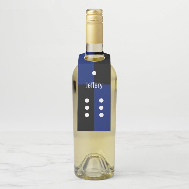 Dice polka dot würfeln muster blau/schwarz flaschenanhänger (Auf Flasche)