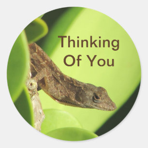 Dich Cute Reptil Gecko Freundschaft denken Runder Aufkleber