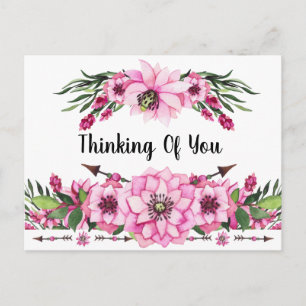 Dich in rosa Blumen denkend Postkarte