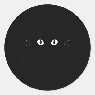 Dich schweigend beurteilende lustige schwarze Katz Runder Aufkleber