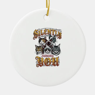 Dich stillschweigend verurteilendes Vintage-Katze  Keramik Ornament